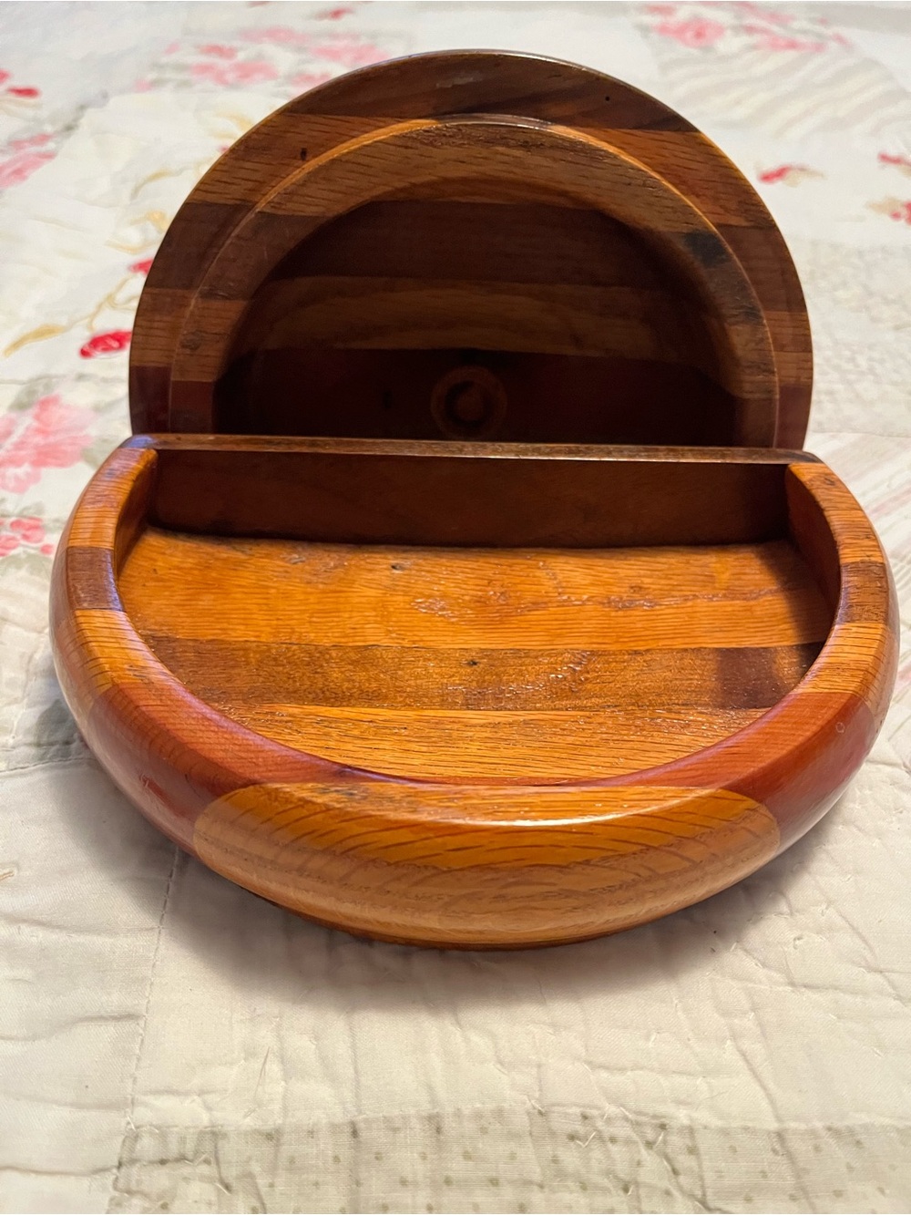Handcrafted Wooden Half-Moon Trinket Box Hand Turned Half Circle Design - Picture 7 of 16